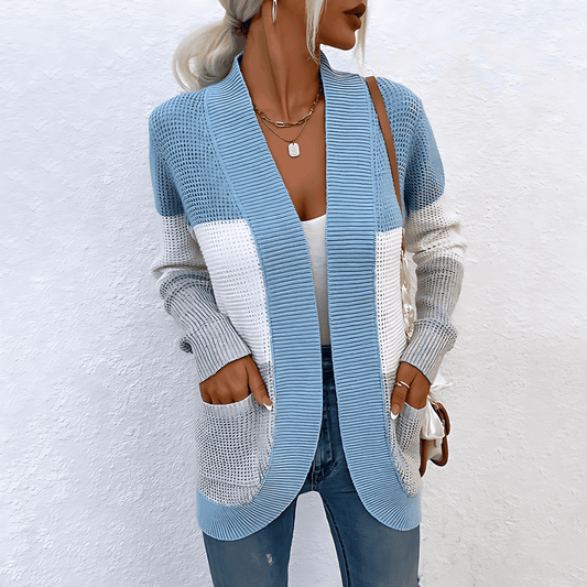 Donna - Cardigan in maglia aperto sul davanti con tasche
