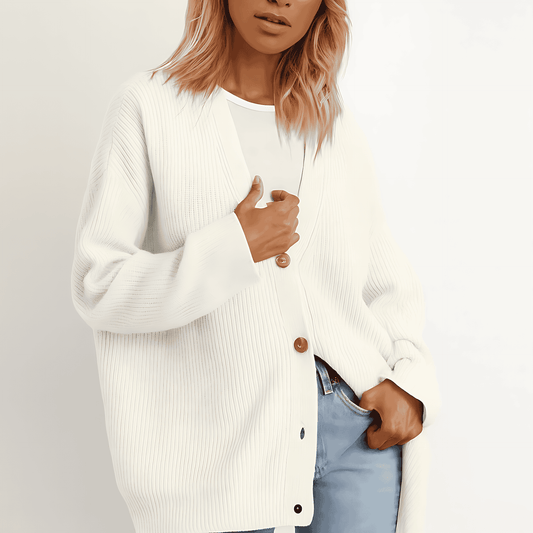 Donna - Cardigan in maglia a righe con bottoni - Vestibilità rilassata