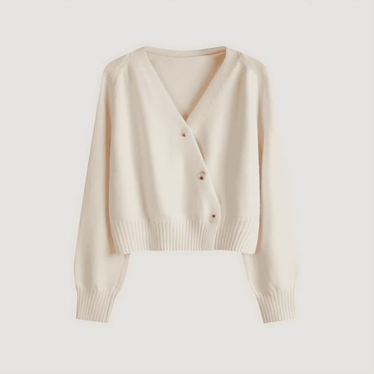 Donna - Cardigan in maglia con scollo a V - Button-Up