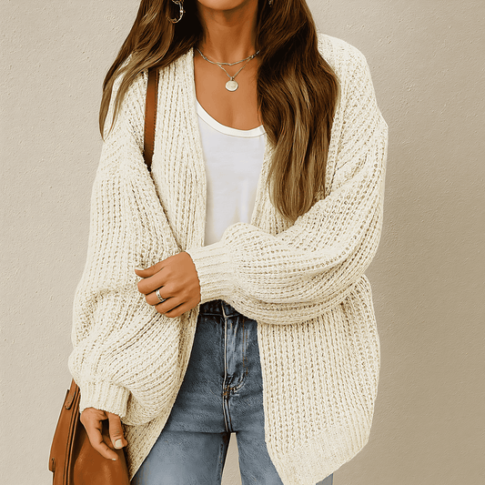 Donna - Cardigan in maglia grossa con spalle scese