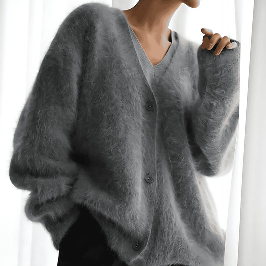 Donna - Cardigan lavorato a maglia con scollo a V - Vestibilità rilassata