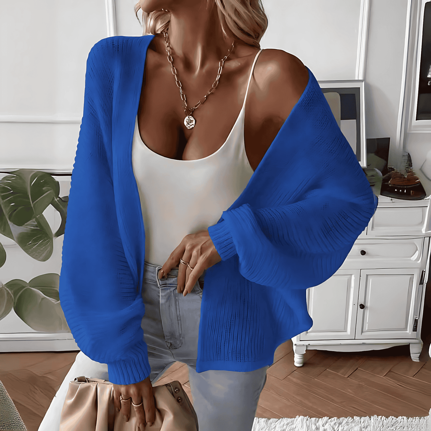Donna - Cardigan moderno a nido d'ape - Vestibilità casual