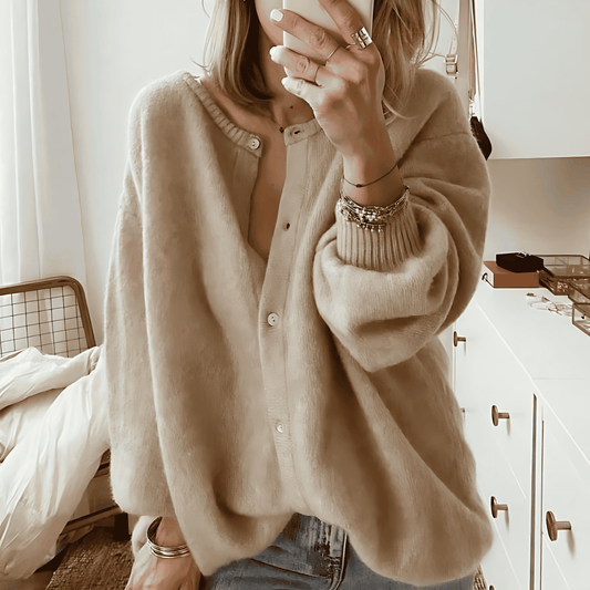 Donna - Cardigan oversize in maglia - Stile a spalla scesa