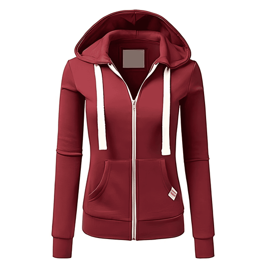 Donna - Felpa aderente con cappuccio e zip - Stile accogliente
