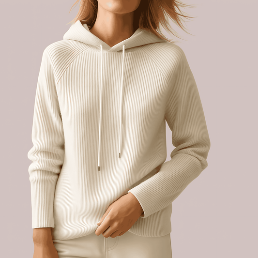 Donna - Felpa con cappuccio dal taglio rilassato - Maglia a coste