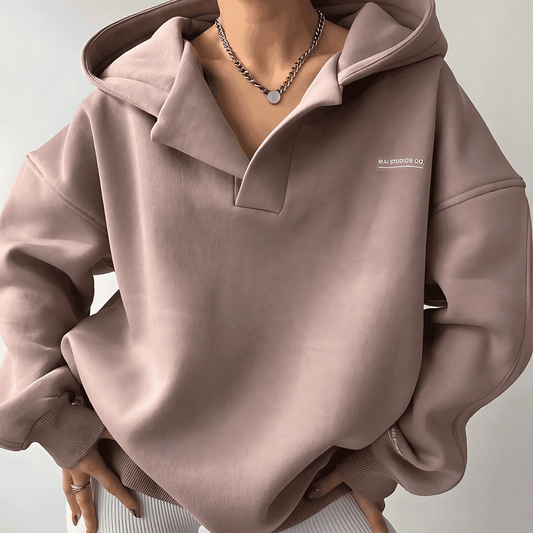 Donna - Felpa con cappuccio oversize - Stile a spalla scesa
