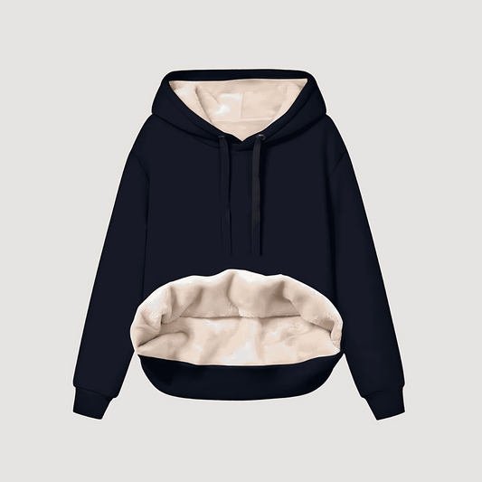 Donna - Felpa invernale con cappuccio foderata in pile - Stile oversize