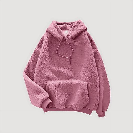 Donna - Felpa invernale con cappuccio in pile Sherpa - stile oversize