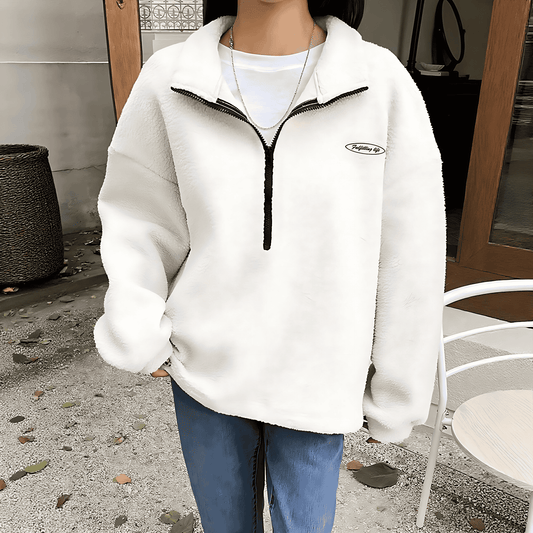 Donna - Felpa invernale con mezza zip Accogliente