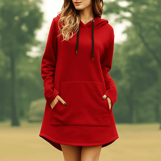 Donna - Felpa lunga con cappuccio - Morbida ed elegante