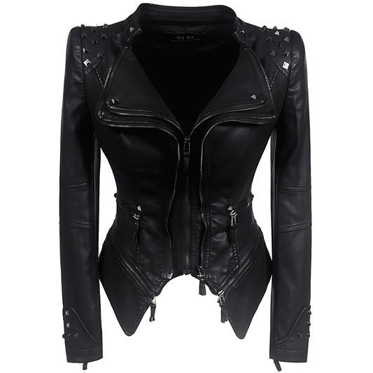 Donna - Giacca biker nera slim fit - Design alla moda