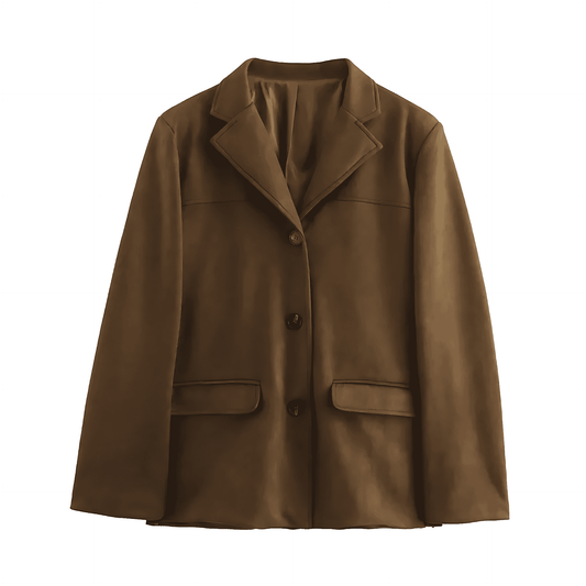 Donna - Giacca blazer cropped marrone - Stile chic