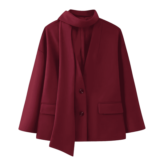 Donna - Giacca blazer elegante con sciarpa staccabile