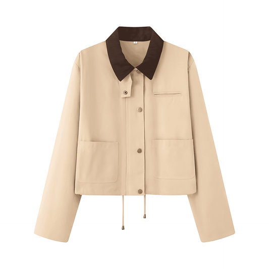Donna - Giacca casual con colletto e tasche a contrasto