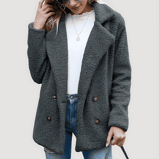 Donna - Giacca doppio petto in pile - Stile invernale