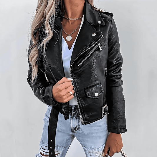 Donna - Giacca in ecopelle - Stile cintura con zip