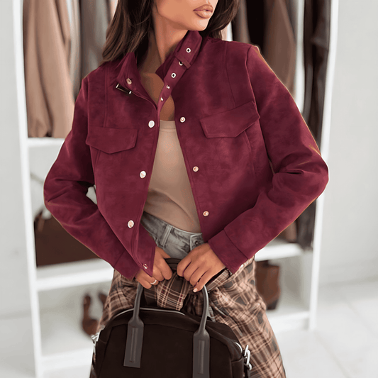 Donna - Giacca in pelle scamosciata Soft Feel - Dettagli con bottoni
