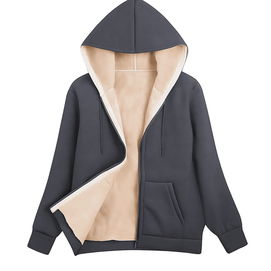Donna - Giacca in pile con cappuccio - Comode maniche lunghe