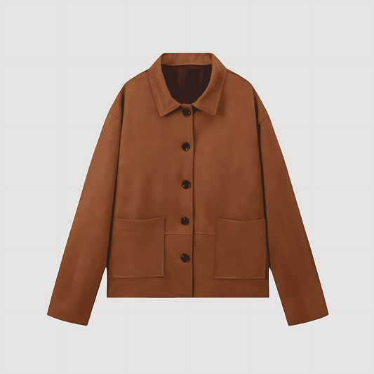 Donna - Giacca invernale in pelle scamosciata - Stile oversize