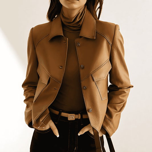 Donna - Giacca marrone a maniche lunghe - Design alla moda