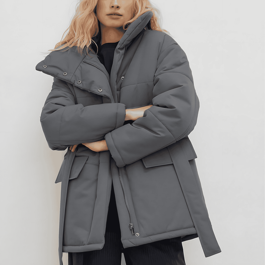 Donna - Giacca trapuntata in cotone - Oversize e con cintura