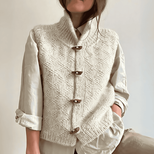 Donna - Gilet beige - Colletto in piedi e chiusura a strappo