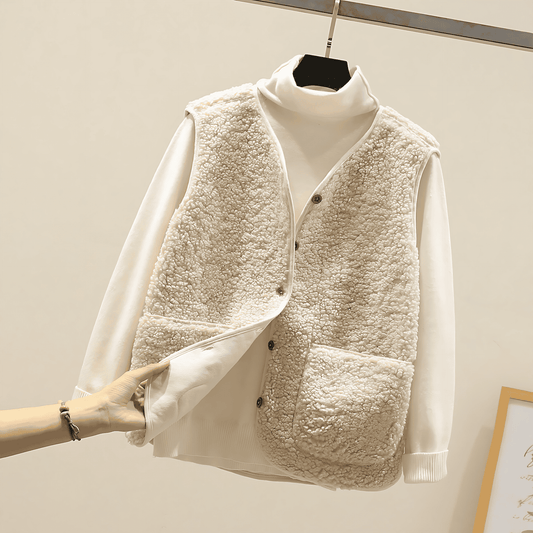 Donna - Gilet in shearling con chiusura a bottoni