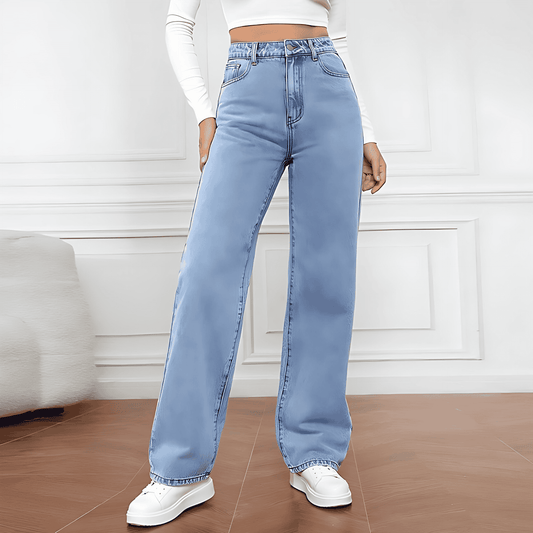 Donna - Jeans a vita alta a gamba dritta - Denim classico