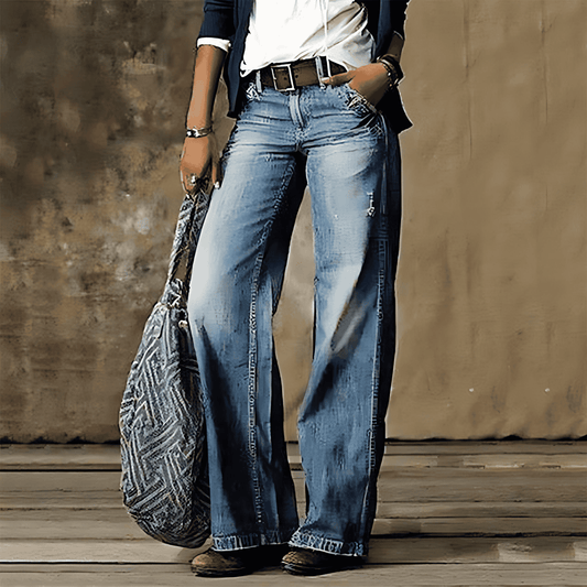 Donna - Jeans a vita alta a gamba larga - Stile vintage