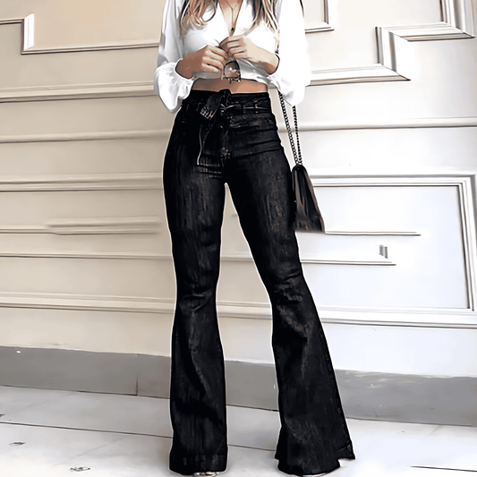 Donna - Jeans bootcut a vita alta con cintura