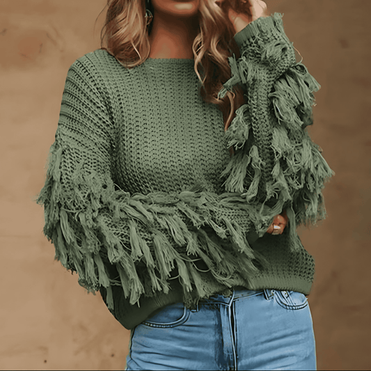 Donna - Maglia accogliente - Maniche con frange