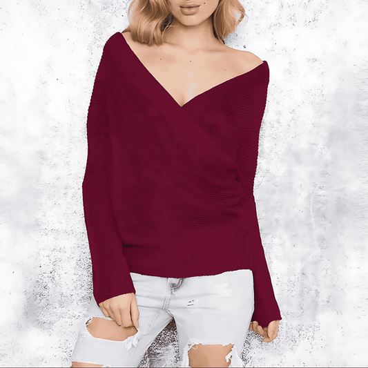 Donna - Maglia a portafoglio con scollo a V - Vestibilità casual