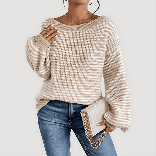 Donna - Maglia a righe fuori misura - Stile morbido