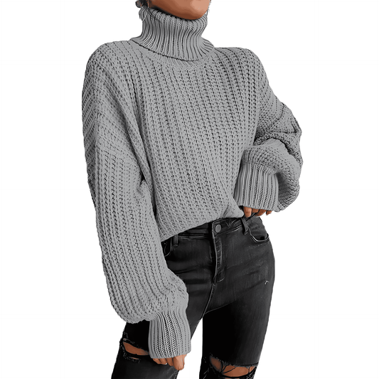 Donna - Maglia con collo alto e grosso - Stile casual