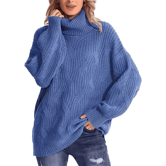 Donna - Maglia con motivo a cavi - Collo alto