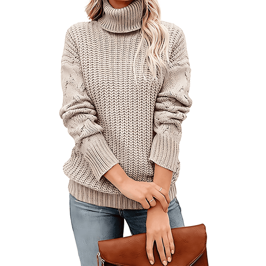 Donna - Maglia dolcevita a maglia grossa - Stile accogliente
