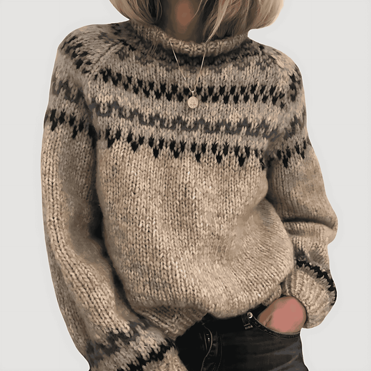 Donna - Maglia fuori misura a maglia grossa - Fair Isle