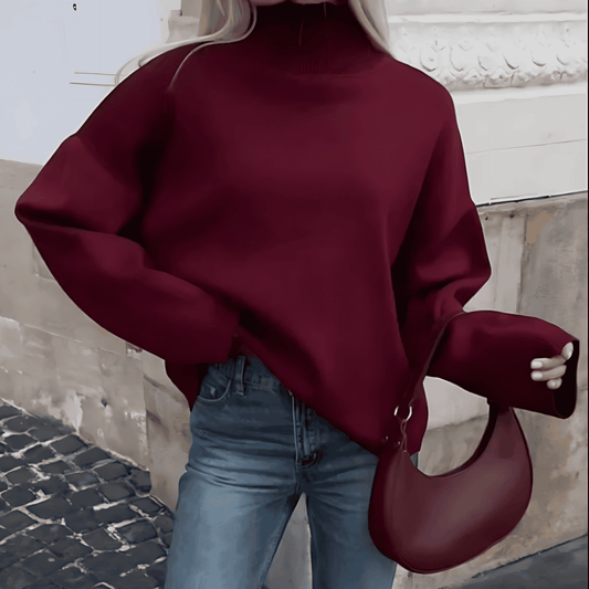 Donna - Maglia oversize a collo alto - Stile accogliente