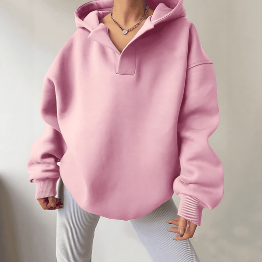 Donna - Maglia oversize con cappuccio e scollo a V