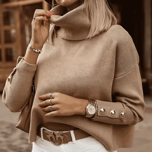 Donna - Maglione dolcevita dal taglio rilassato - Lana a maglia fine