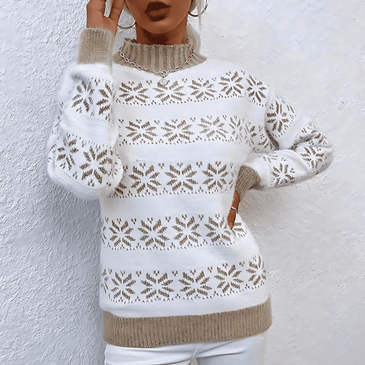 Donna - Maglione in maglia con design a fiocco di neve - Miscela di lana