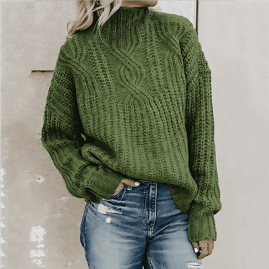 Donna - Maglione invernale in maglia a cavi - Stile accogliente