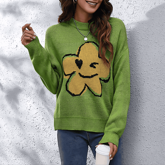 Donna - Maglione lavorato a maglia - il design floreale