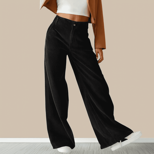 Donna - Pantaloni di velluto a coste a gamba larga - Stile casual
