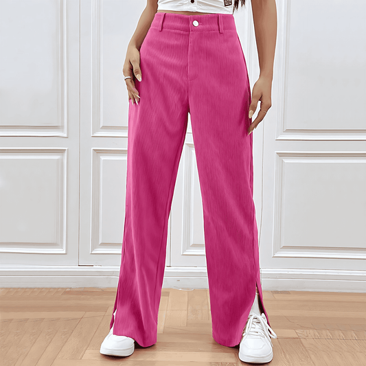 Donna - Pantaloni di velluto a coste a gamba larga di tendenza