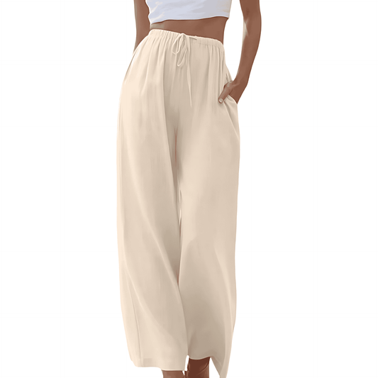 Donna - Pantaloni eleganti - Miscela di cotone e lino - Comfort alla moda