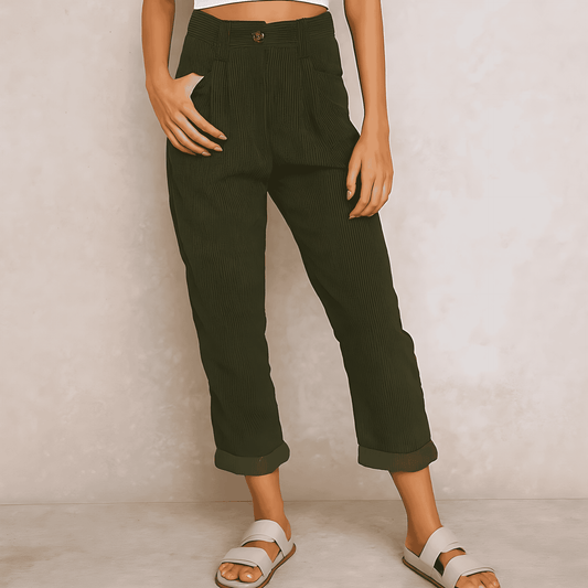 Donna - Pantaloni in corda - Morbido misto cotone - Vestibilità elegante e confortevole