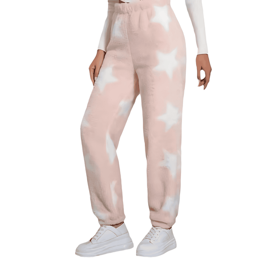 Donna - Pantaloni in pile con stampa accogliente