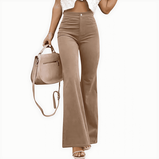 Donna - Pantaloni svasati a vita alta - Stile velluto a coste