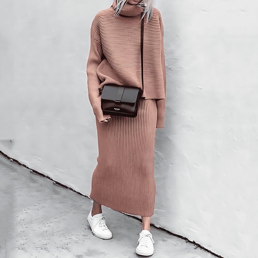 Donna - Set di maglie con collo alto - Stile a coste